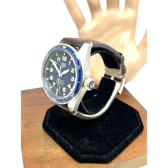 Tag Heuer Autavia Men's Watch WBE5116 Swiss Automatic Blue Dial Leather Strap - Picture 2 of 13